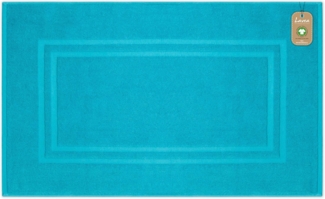 Lavea Badematte Bali, Höhe 3 mm, rutschhemmend, beidseitig nutzbar, strapazierfähig, fußbodenheizungsgeeignet, waschbar, schnell trocknend, Bio-Baumwolle, rechteckig, hochwertiger und nachhaltiger Premium Duschvorleger – saugstarke Faser