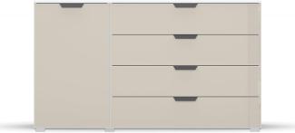 Kommode >Artemis< in alpinweiß / Glas champagner - glänzend - 140x81x42 (BxHxT)