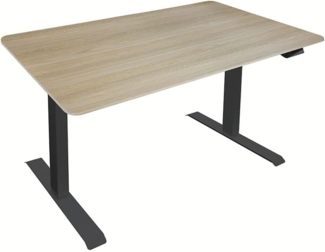 HOME DELUXE Höhenverstellbarer Schreibtisch elektrisch LUMINA - 120 x 60 cm Eiche/Schwarz