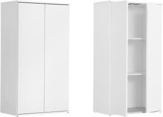 mokebo® Mehrzweckschrank 60 cm Breite mit Einlegeböden 'Der Schlanke', schmaler Schrank in Weiß aus Holz, grifflose Öffnung, funktionaler Aktenschrank