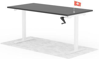 manuell höhenverstellbarer Schreibtisch EASY 160 x 80 cm - Gestell Weiss, Platte Anthrazit