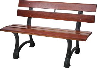 Gartenbank HWC-F96, Sitzbank Parkbank Holzbank, Gusseisen ~ 3-Sitzer 170cm braun