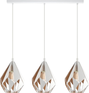 Eglo 43002 Pendelleuchte CARLTON 1 weiß, gold E27 3X40W L:80,5cm B:20,5cm H:110cm dimmbar