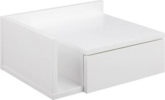 AC Design Furniture Fia weißer Nachttisch mit 1 Schublade, Weißer Wandschrank, minimalistischer Nachtschrank im Skandinavischen Stil, Wandregal mit Schublade, B: 40 x T: 32 x H: 16,5 cm, 1 Stk