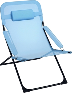 Outsunny Campingstuhl klappbarer Gartenstuhl mit verstellbarer Rückenlehne (Klappstuhl, 1 St), für Garten Balkon Mesh Blau