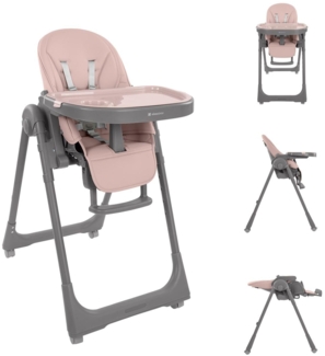 Kikka boo Kinderhochstuhl Pastello 2 klappbar höhenverstellbar Ablagefach Räder rosa