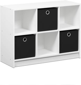 Furinno Basic Bücherregal mit 6 Fächern und 3 Einschüben, holz, Weiß/schwarz, 30. 23 x 30. 23 x 59. 94 cm