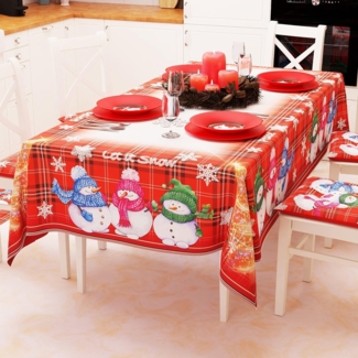PETTI Artigiani Italiani Tischdecke für Weihnachten, schmutzabweisend, Weihnachtstischdecke mit Schneemann-Design, 12 Sitze (140x240 cm), 100% hergestellt in Italien