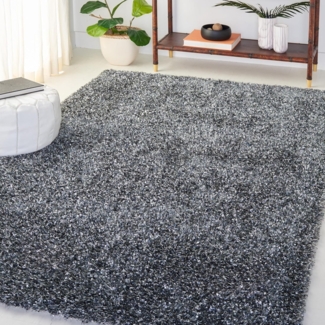 SAFAVIEH Zottelig Teppich für Wohnzimmer, Esszimmer, Schlafzimmer - Malibu Shag Collection, Kurzer Flor, Holzkohle, 152 X 244 cm