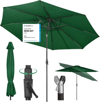 Sekey 350cm Sonnenschirm mit Kurbel und Auto Kippen,Marktschirm für Terrasse,Balkon & Garten,Windfest Stabil UPF 50+,Grün,Rund
