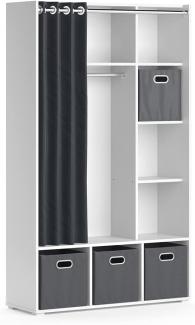 Vicco Kleiderschrank Schlafzimmerschrank Garderobe Luigi Weiß Faltbox 106 x 178 cm modern Schrankregal Organizer Vorhang Kleiderstange Fächer Aufbewahrung Ablage