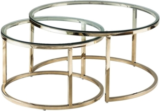 Vente-unique - Couchtische ausziehbar aus gehärtetem Glas und Edelstahl - Goldfarben - MAEVANE II von Pascal MORABITO