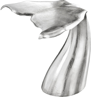 riess-ambiente Beistelltisch WILDLIFE 60cm silber · Wohnzimmertisch aus Metall (Einzelartikel, 1-St), Walflossen-Skulptur · handmade · Dekoration · maritimes Design