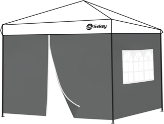 Sekey 2PCS Seitenwände für Pavillon 3x3 Wasserdicht Winterfest, Seitenwände für Pavillon Partyzelt Gartenzelt 3x3 m, 1 Fenster 1 Tür, Grau (Grau, 1 Fenster 1 Tür)