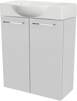 Fackelmann SBC SCENO Gäste WC Set 2-teilig 55 cm, Weiß, 2-Türen, Keramik, Hahnloch links