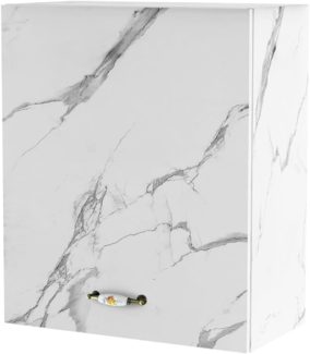 Shally Dogan Wand-Küchenschrank, Hängeschrank aus Holz mit einer Tür, 1 Einlegeboden und 2 Fächern, geräumiger und robuster Wandschrank, Maße 60 x 32 x 72 H cm (Marmor)