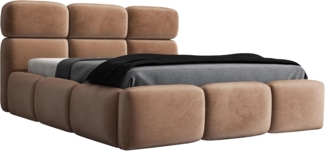 Polsterbett MAROKO 90x200 ohne Matratze mit Bettkasten und Lattenrost. Farbe: Tabak 3