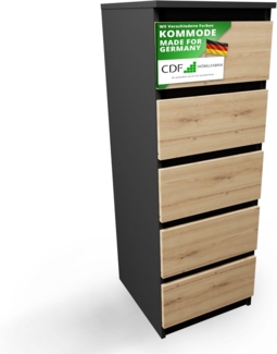 ibonto Hochkommode Große 5-Schubladen-Kommode Stilvoller Mehrzweckschrank Minimalistisch