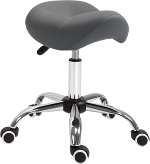 HOMCOM Rollsitz Höhenverstellbarer Salonhocker Drehhocker mit Rädern (Kosmetikhocker, 1 St, Arbeitshocker), Grau 52 x 53 x 49-61 cm