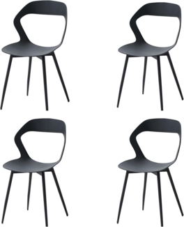 GrandCA HOME 4er-Set Esszimmerstühle, Küchenstühle mit Hohler Rückenlehne，Massive Schwarze Metallbeine (schwarz, 4)