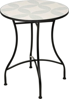 Well Home Bistrotisch mit Mosaik-Design, 60x71 cm, Eisenrohr und Platte in Creme und Salvégrün