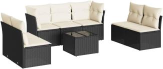 vidaXL 8-tlg. Garten-Sofagarnitur mit Kissen Schwarz Poly Rattan 3217416