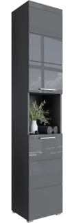 Newroom Hochschrank Trinity Grau Grau Hochglanz Badezimmerschrank Hochschrank Wildeiche