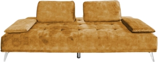 KAWOLA Schlafsofa WIOLO Velvet cognac - Bequeme Liegefläche - Gästebett, Modernes Daybed mit Kissen, Schlafcouch, Wohnzimmer Sofa