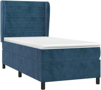 vidaXL Boxspringbett mit Matratze Dunkelblau 100x200 cm Samt 3129259