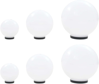 vidaXL 6 Stk. LED-Gartenleuchten-Set Kugelförmig 20/30/40 cm PMMA 277146
