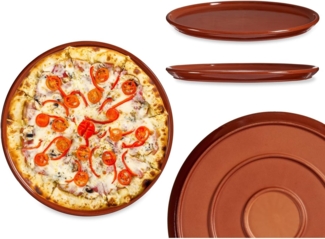 Annastore Pizzateller aus Ton Mittelalter-Geschirr Servierplatte aus Ton Ø 32 cm, (2 St)