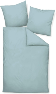 Traumschlaf Uni Mako-Satin Bettwäsche | 200x200 cm + 2 x 40 x 80 cm | perlblau