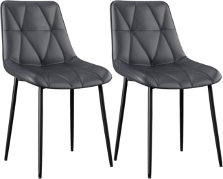 Clevich Esszimmerstühle 2er Set, Bis 200 kg, PU Polsterstuhl, Metallbeine, Stabil, Komfortabel, Einfache Montage, Küchenstühle 81 x 57 x 50CM (Grau, 2 Stück)