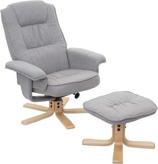 Relaxsessel M56, Fernsehsessel TV-Sessel mit Hocker, Stoff/Textil, FSC®-zertifiziert ~ hellgrau