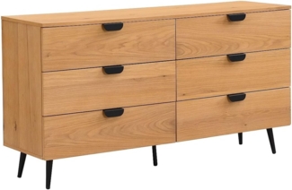 Vente-unique - Kommode - 6 Schubladen - Eichenfurnier - Holzfarben & Schwarz - SINOLO