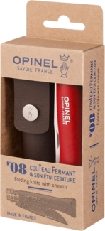 Opinel Taschenmesser No. 08 inkl. Kunstlederetui, rot