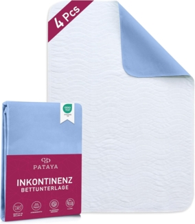 Pataya Inkontinenzunterlage waschbar 75x90 - wasserdichte Matratzenschutz Matratzenauflage nässeschutz Bett Inkontinenzauflage Bettunterlage (75x90 cm 4er)