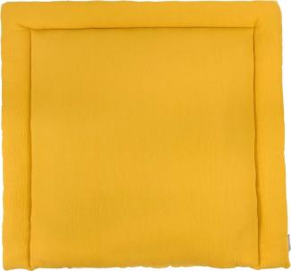 KraftKids Wickelauflage in Doppelkrepp Gelb Mustard, Wickelunterlage 78x78 cm (BxT), Wickelkissen