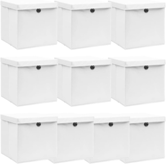 vidaXL Aufbewahrungsboxen mit Deckeln 10 Stk. Weiß 32x32x32 cm Stoff 288352
