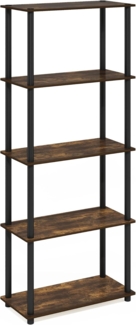 Furinno Turn-N-Tube 5-stufiges Mehrzweckregal mit Rundes PVC-Rohr, Bernsteinkiefer/Schwarz