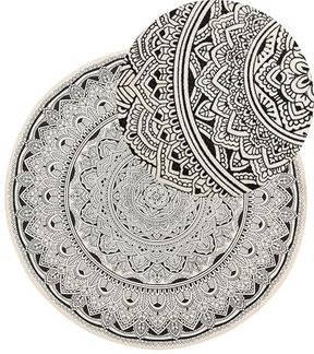 Teppich schwarz/creme Baumwolle ø 120 cm Mandala-Muster HIZAN