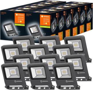 Ledvance LED Fluter, Leuchte für Außenanwendungen mit 10 Watt, Dunkelgraues Aluminium Gehäuse, Warmweiß, 125,0 mm x 101,0 mm x 29,0 mm, ENDURA FLOOD, 12er-Pack, Multipack