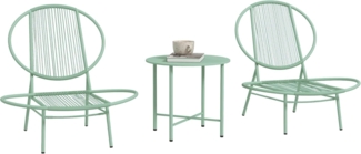 Outsunny Balkonset mit Bistrotisch, ergonomische muschelförmige Gartenstühlen, (3-teilig Gartenmöbel-Set, 3-tlg, Bistro-Set aus Stahl), für den Außenbereich, Balkon, Grün