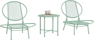 Outsunny Balkonset mit Bistrotisch, ergonomische muschelförmige Gartenstühlen, (3-teilig Gartenmöbel-Set, 3-tlg, Bistro-Set aus Stahl), für den Außenbereich, Balkon, Grün