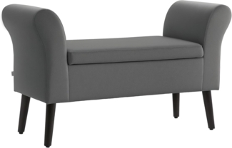 HOMCOM Sitzbank mit Stauraum, Armlehnen, Sitzhöhe 46cm (Truhenbank, 1-St, Polsterbank), für Flur Schlafzimmer Polyester 111,5 x 41 x 65 cm Dunkelgrau