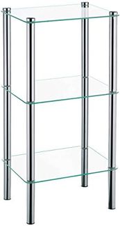 Kela 18100, Regal, 3 Etagen, Metall/ Sicherheitsglas, 40 x 30 x 76 cm, Lars, Verchromt
