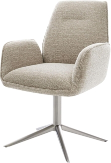Drehstuhl Zoa-Flex Webstoff Soft Beige Fußkreuz Edelstahl 360° drehbar Wippfunktion Taschenfederkern