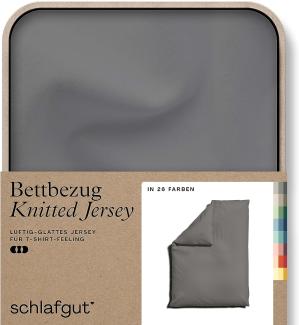 Schlafgut Knitted Jersey Bettwäsche | Bettbezug einzeln 135x200 -140x200 cm | grey-mid