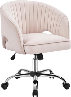 Yaheetech Schminkstuhl mit Samtbezug, Schreibtischstuhl mit Armlehnen, Drehstuhl mit Rollen, Höhenverstellbar Homeoffice Stuhl, Bürosessel mit Schaukelfunktion, drehbar Polsterstuhl Cremeweiß