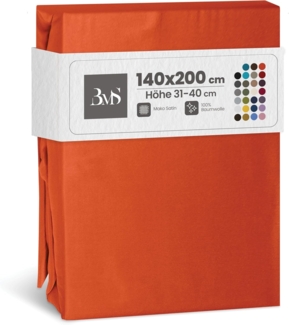 Bettwaesche-mit-Stil Mako-Satin Spannbettlaken orange 140x200cm Höhe 31-40cm